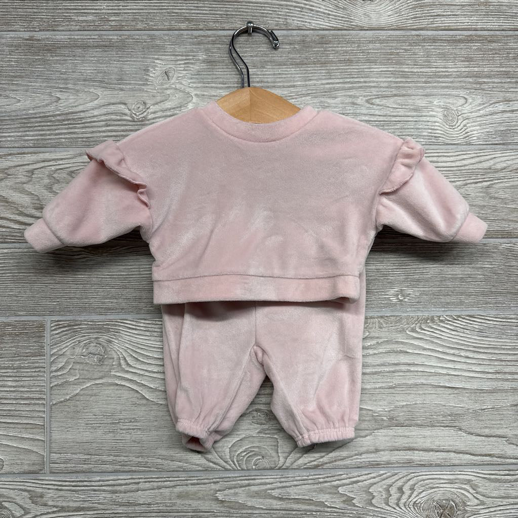 Velour Crewneck Ruffles & Joggers NB