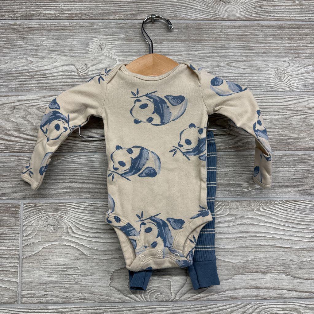 LS Bodysuit Pandas Ribbed Bodysuit & Pants Stripes NB
