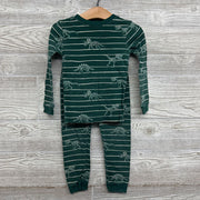 2 Pc LS PJs Stripes Dinosaur Skeletons 4T
