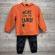 Hoodie Here For The Candy & Jogger Sweatpants Spider Webs 3T