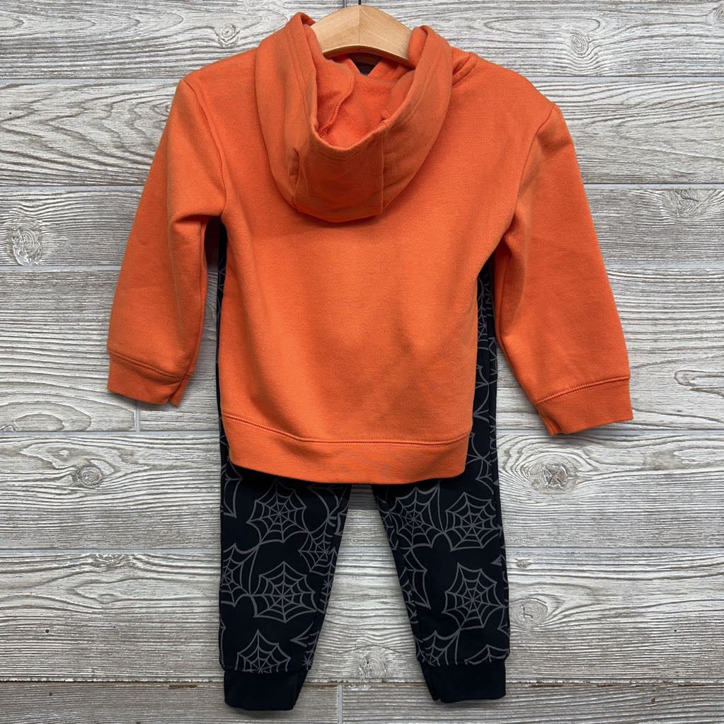 Hoodie Here For The Candy & Jogger Sweatpants Spider Webs 3T