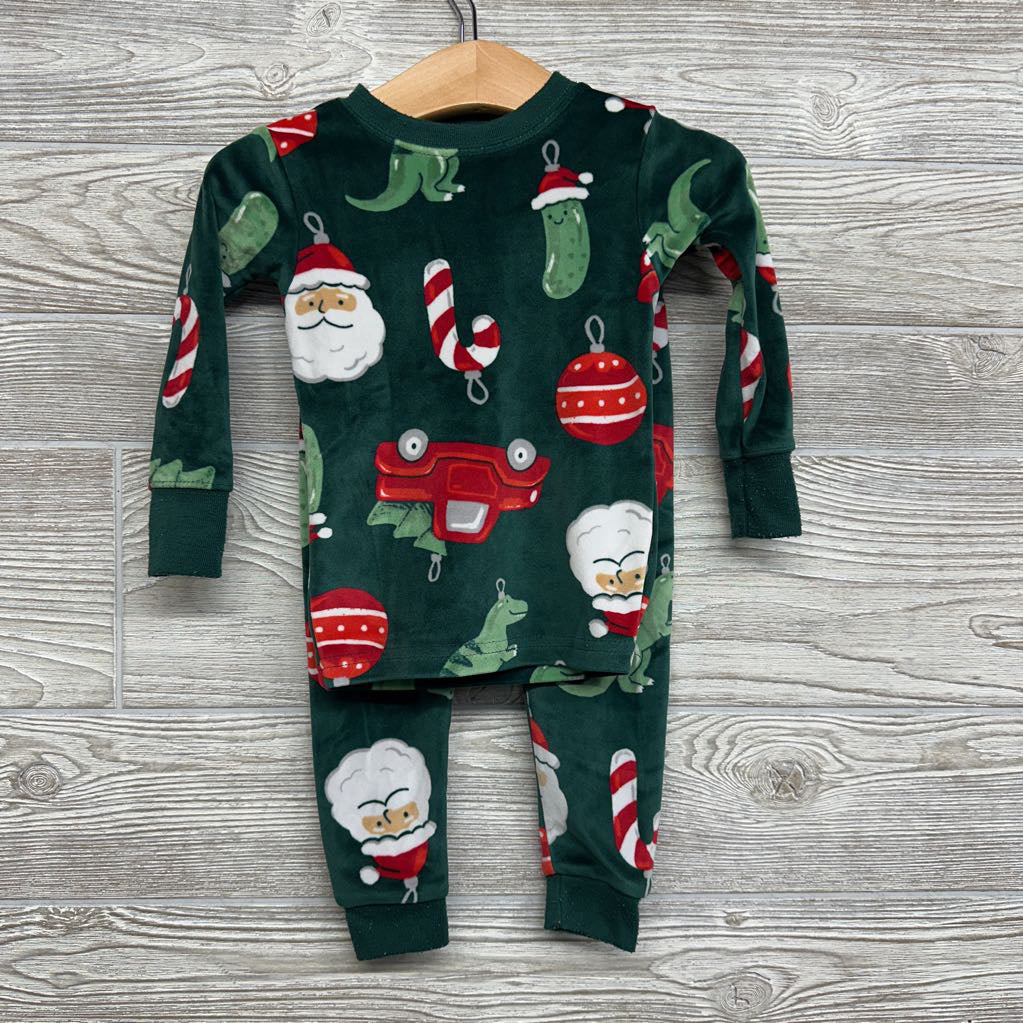 2 Pc LS Velour PJs Santa Pickle Ornaments 12M