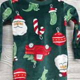2 Pc LS Velour PJs Santa Pickle Ornaments 12M