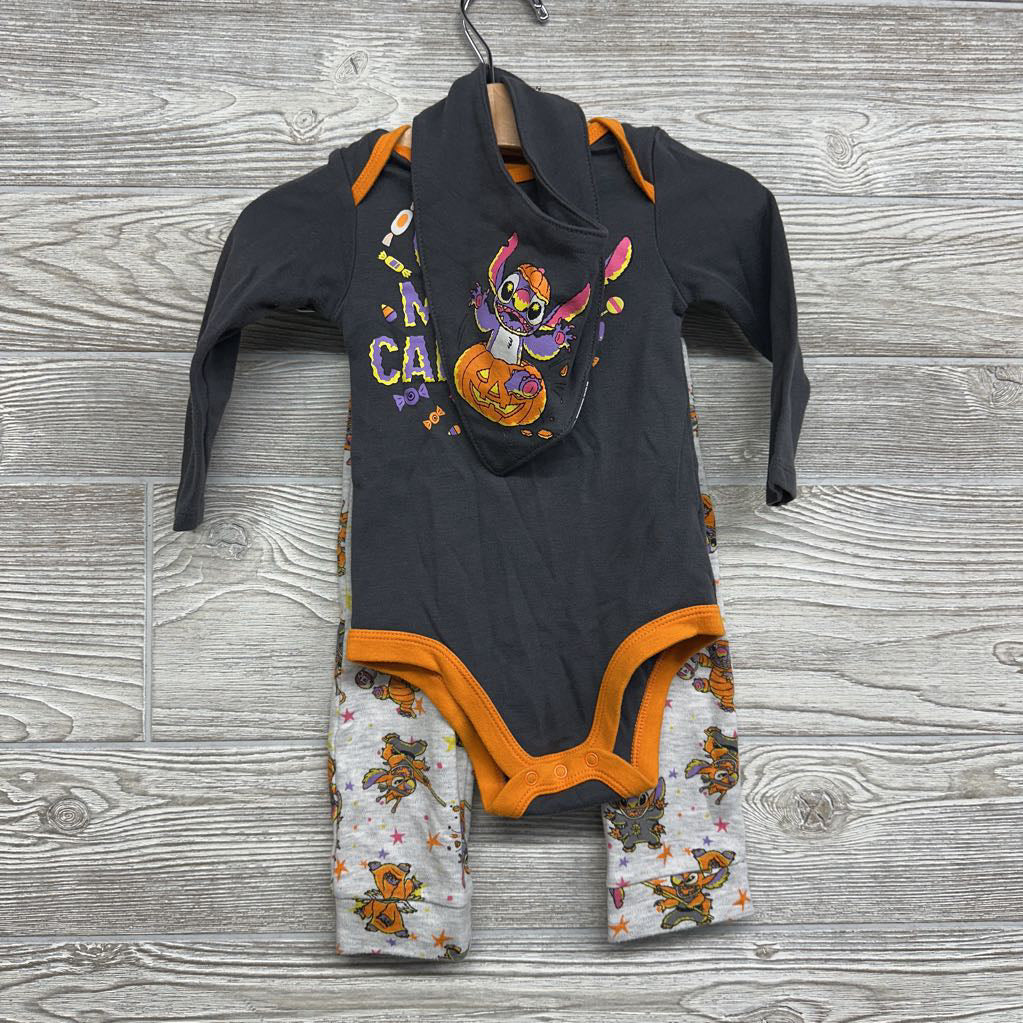 LS Bodysuit Give Me Candy, Pants Stitch Pumpkins & Bandana Bib 6-9M