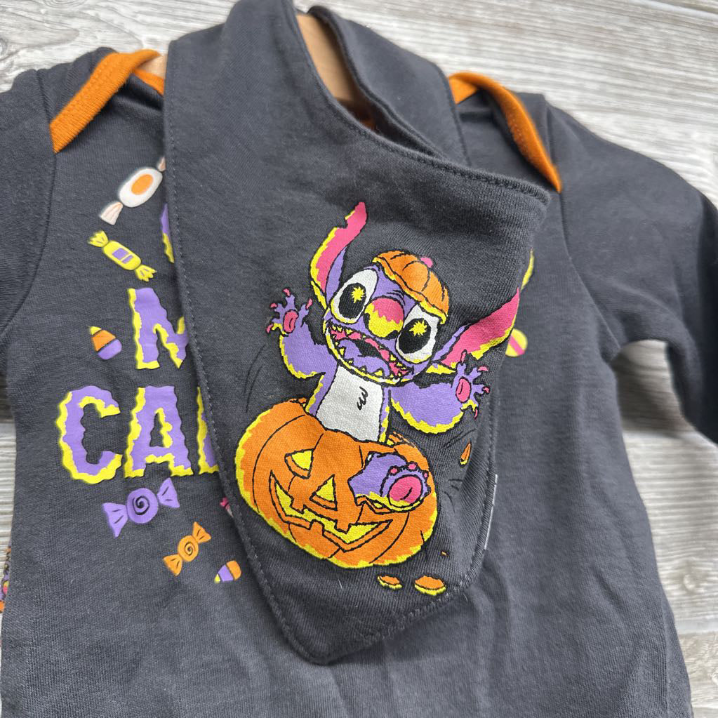 LS Bodysuit Give Me Candy, Pants Stitch Pumpkins & Bandana Bib 6-9M