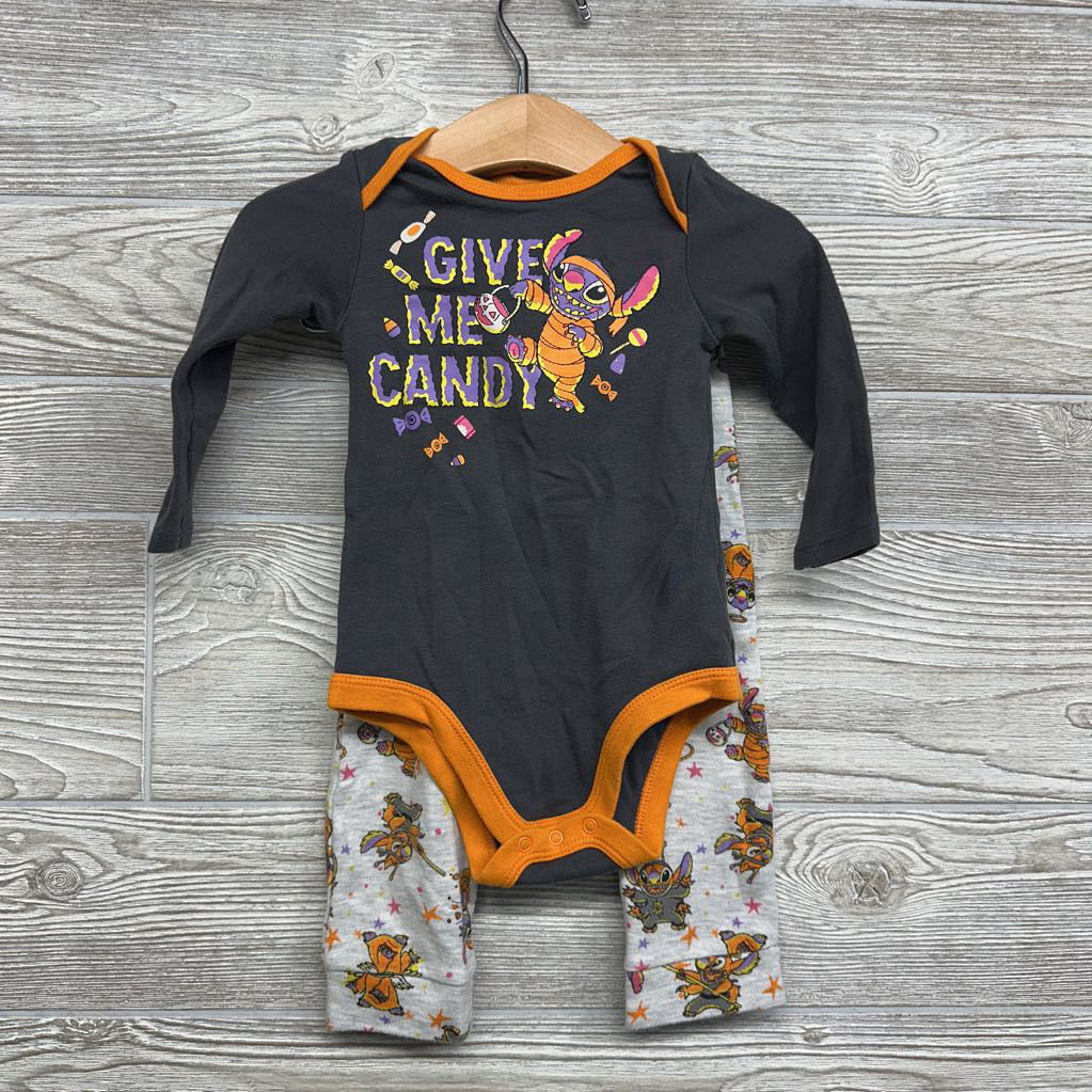 LS Bodysuit Give Me Candy, Pants Stitch Pumpkins & Bandana Bib 6-9M