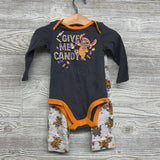 LS Bodysuit Give Me Candy, Pants Stitch Pumpkins & Bandana Bib 6-9M