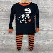 2 Pc LS PJs Dinosaur Skeleton Candy Stripes 4T