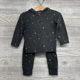 LS Hacci Henley Shirt W/ Hood & Harem Joggers Stars 12M