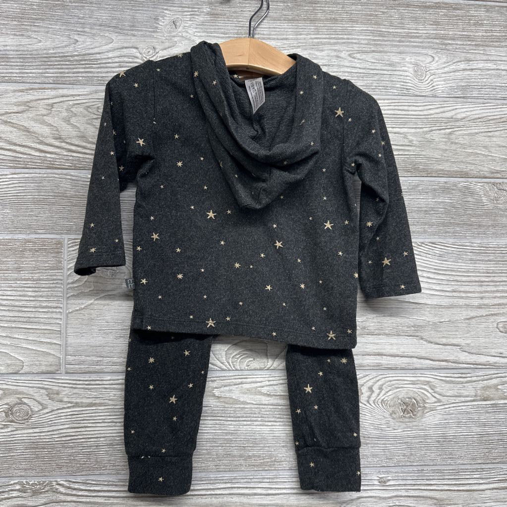 LS Hacci Henley Shirt W/ Hood & Harem Joggers Stars 12M