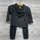 LS Hacci Henley Shirt W/ Hood & Harem Joggers Stars 12M