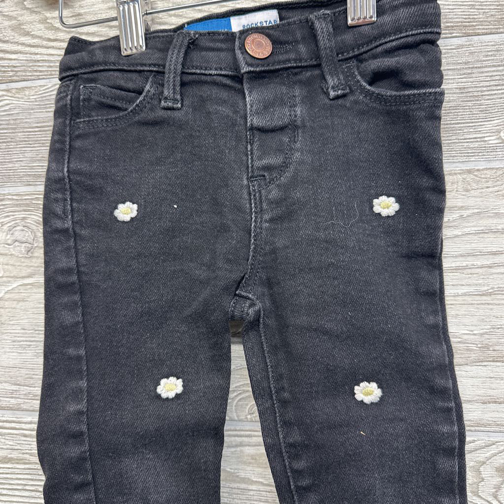 Rockstar Jeggings Embroidered Flowers 3T