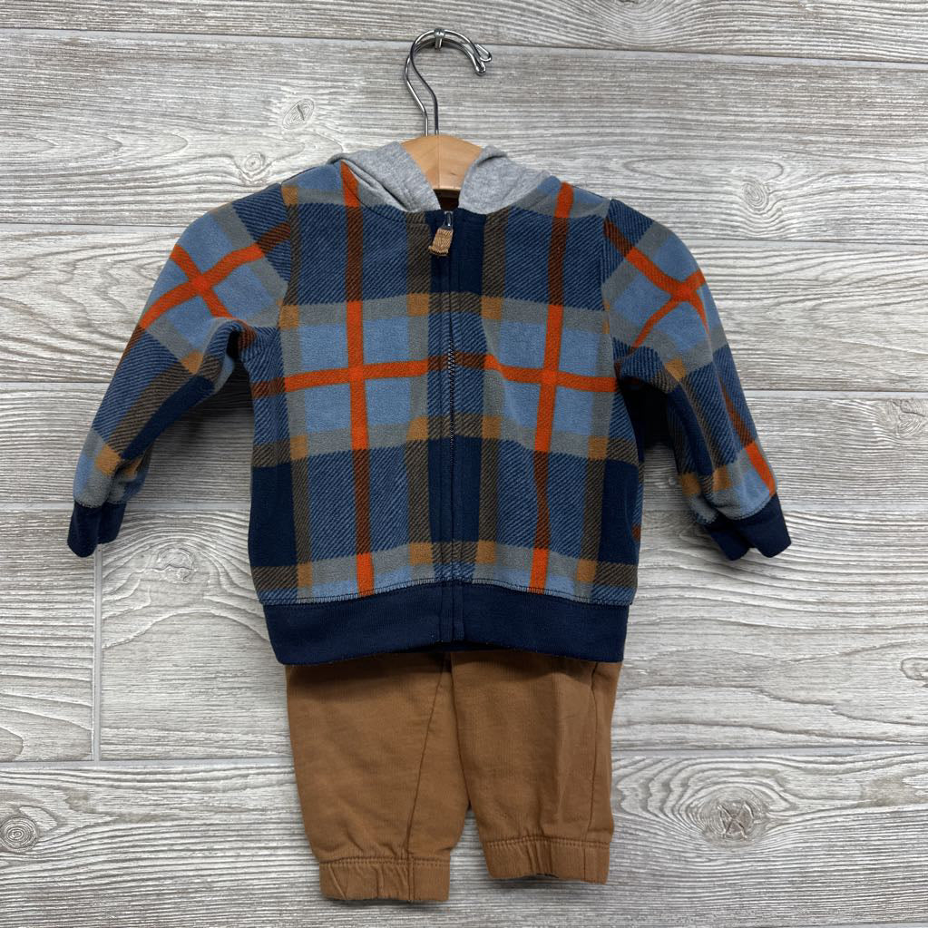 Plaid Fleece Jacket & French Terry Joggers 9M