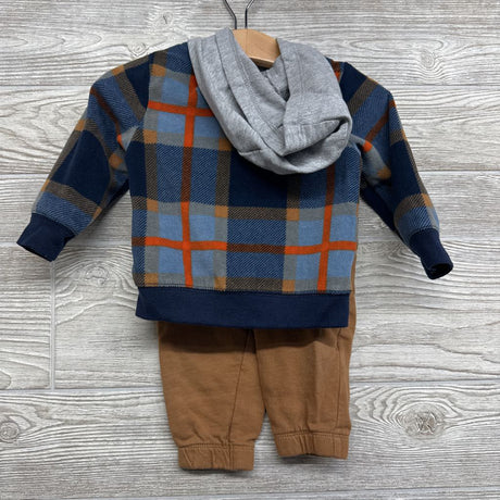 Plaid Fleece Jacket & French Terry Joggers 9M