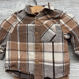 LS Plaid Button Up Flannel Shirt & Sweatpants 3-6M