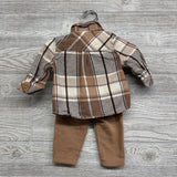 LS Plaid Button Up Flannel Shirt & Sweatpants 3-6M