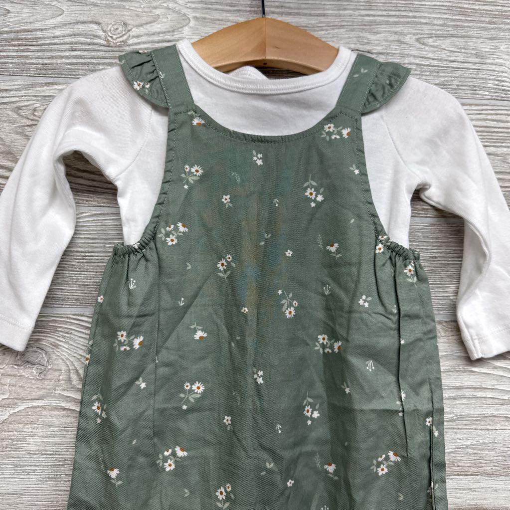 LS Shirt & Flutter Strap Overalls Flowers 6M