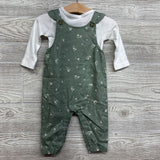LS Shirt & Flutter Strap Overalls Flowers 6M