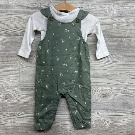LS Shirt & Flutter Strap Overalls Flowers 6M