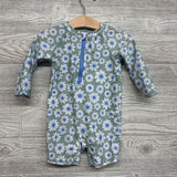 LS 1/4 Zip Swimsuit Flowers 6-9M