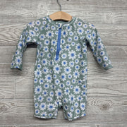 LS 1/4 Zip Swimsuit Flowers 6-9M
