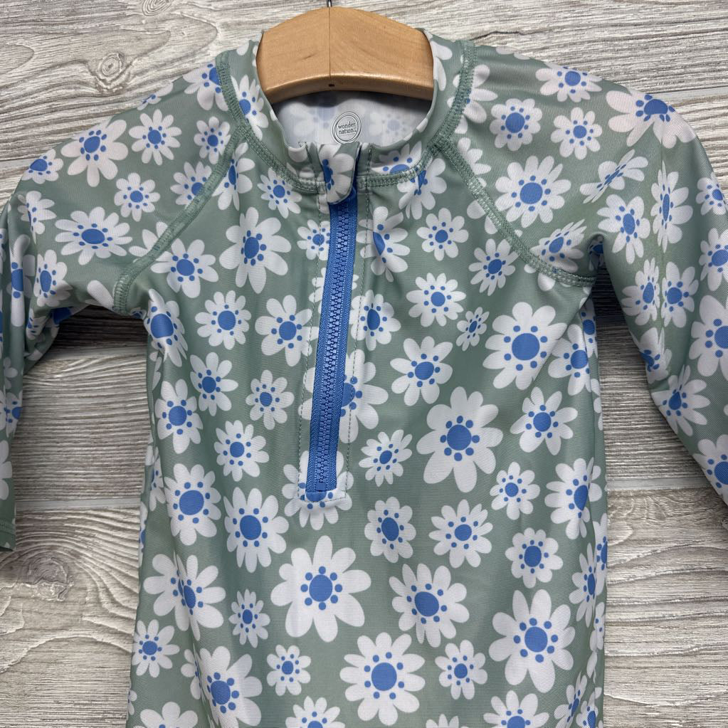 LS 1/4 Zip Swimsuit Flowers 6-9M