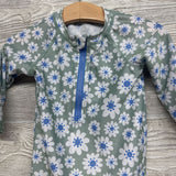 LS 1/4 Zip Swimsuit Flowers 6-9M