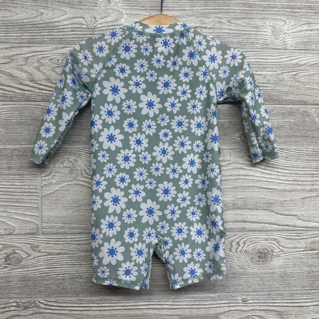 LS 1/4 Zip Swimsuit Flowers 6-9M