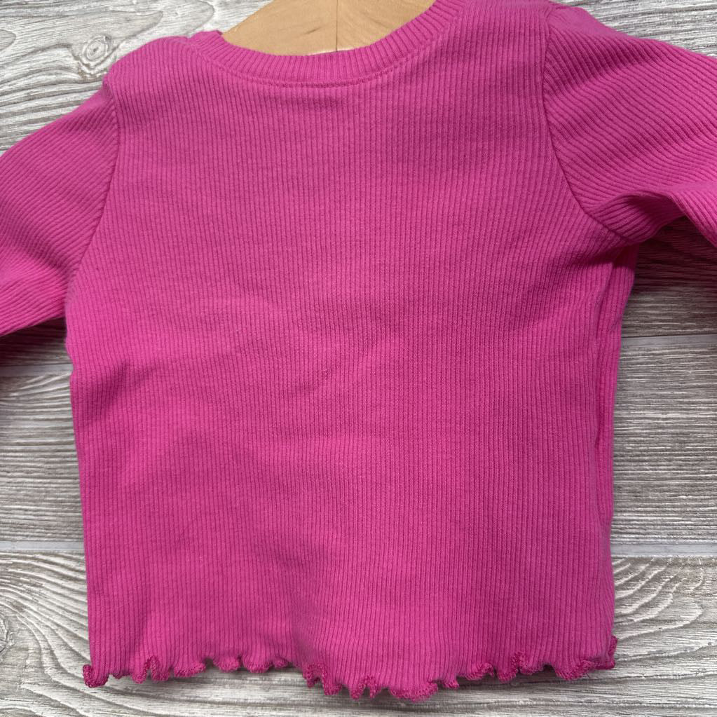 LS Ribbed Shirt Lettuce Trim 6-12M
