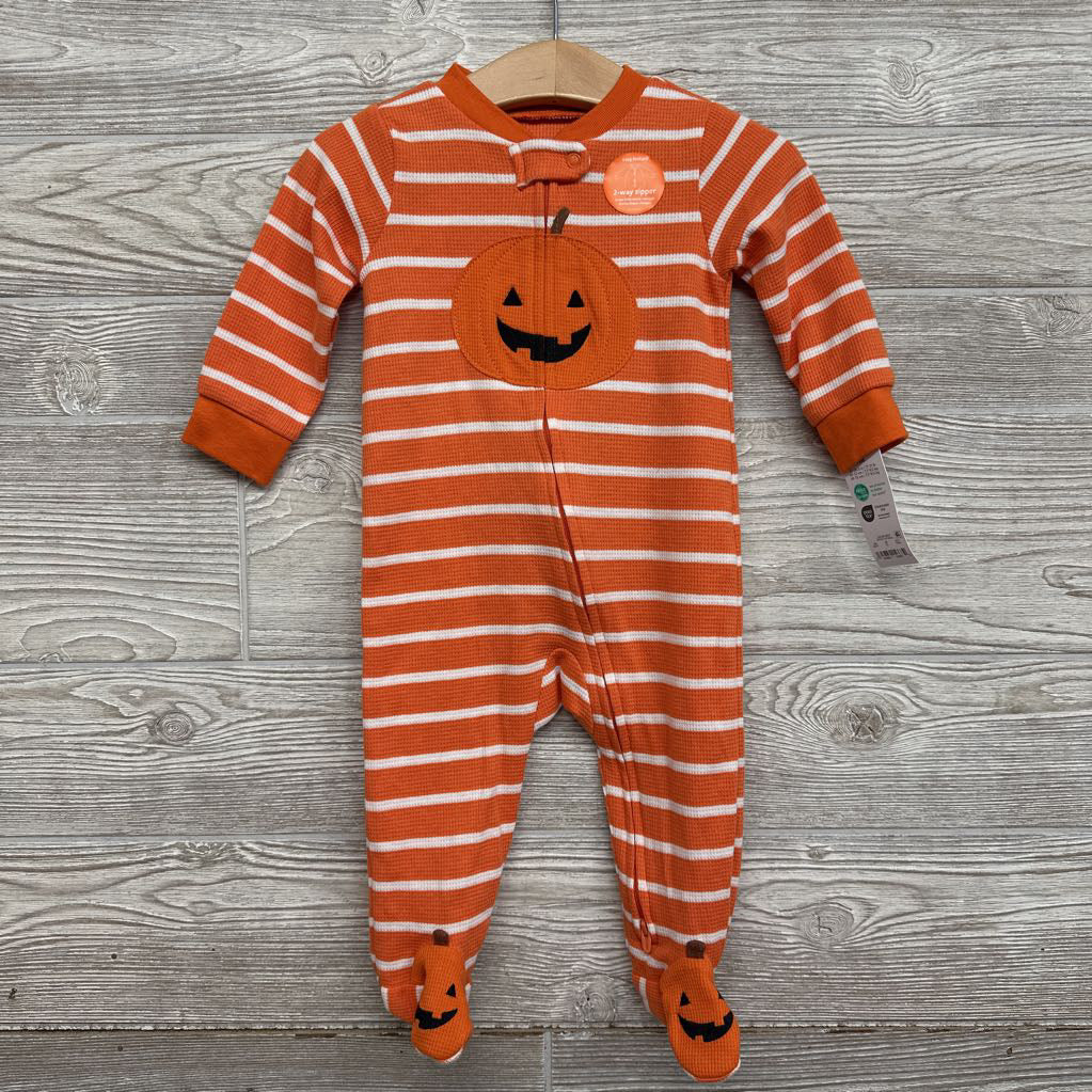 NEW Waffle Knit Sleeper Stripes Pumpkin 9M