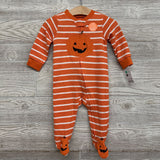 NEW Waffle Knit Sleeper Stripes Pumpkin 9M