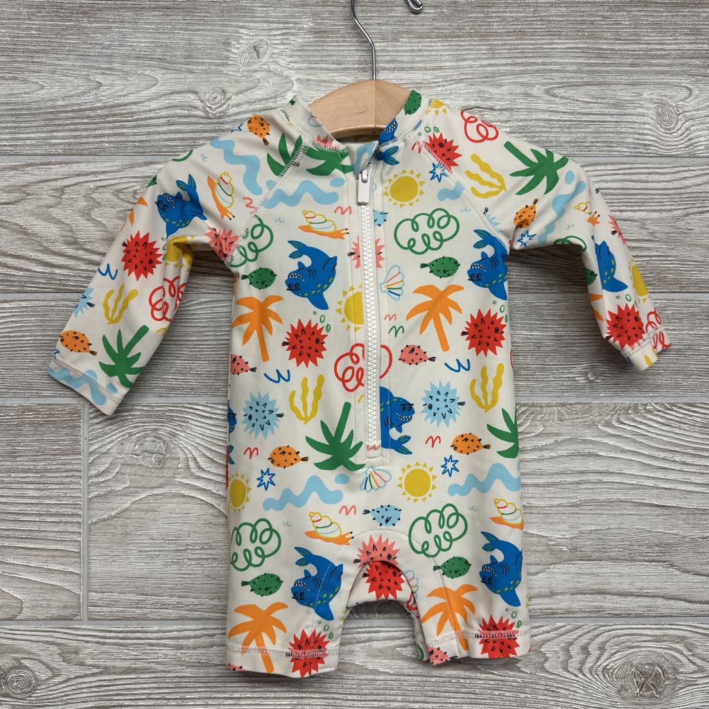 LS Swimsuit Sharks Palm Trees Suns 3-6M