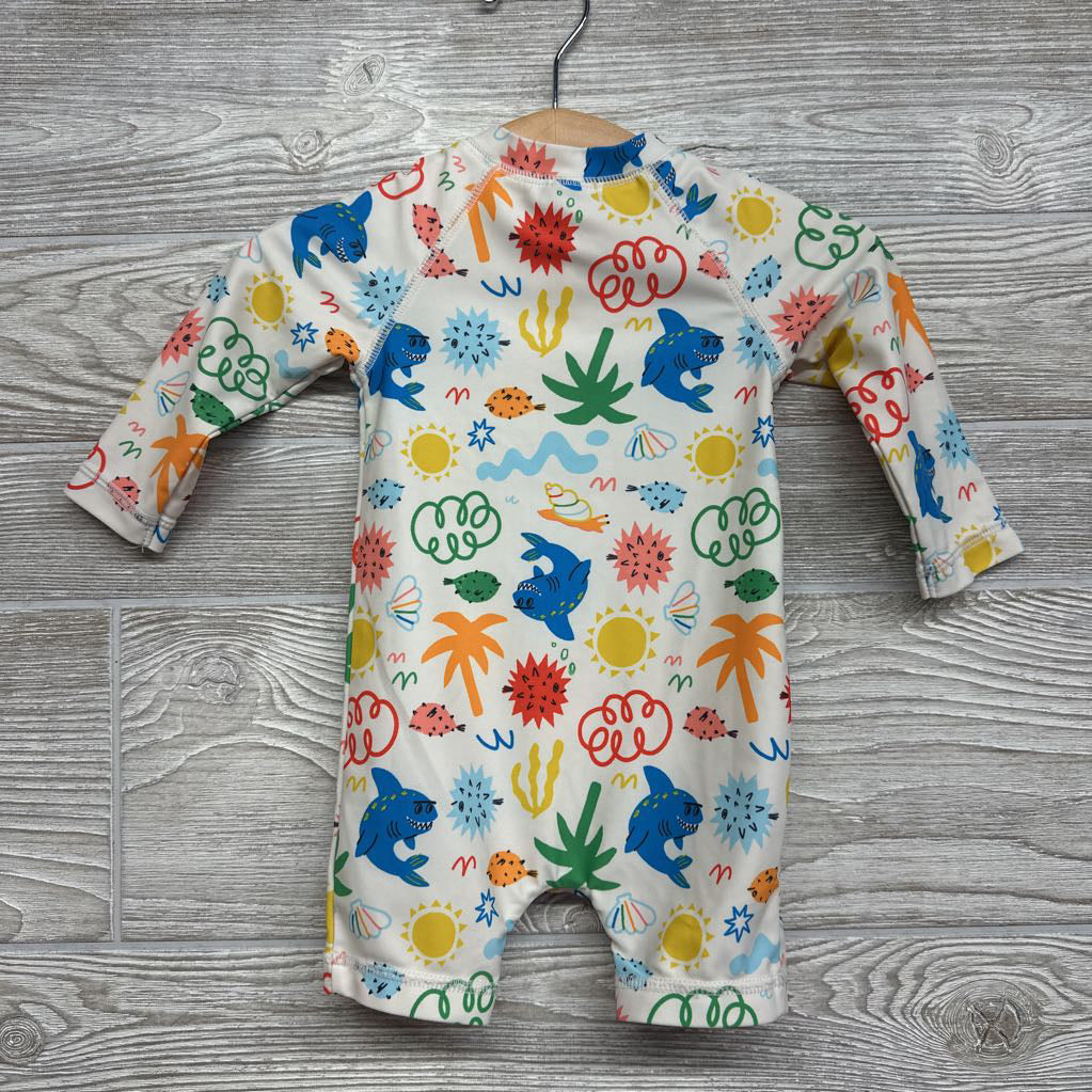 LS Swimsuit Sharks Palm Trees Suns 3-6M