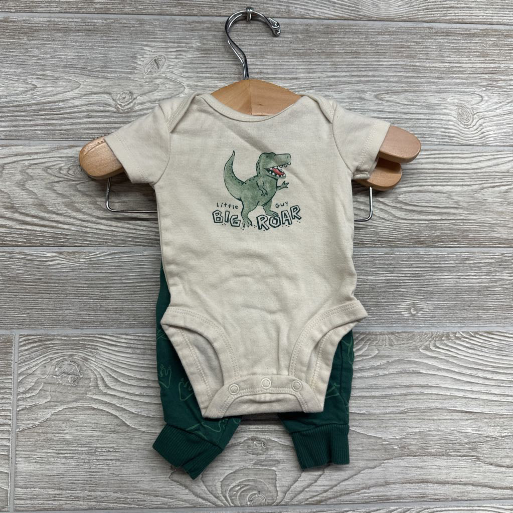Bodysuit Little Guy Big Roar, Full Zip Jacket & French Terry Joggers Dinosaurs NB