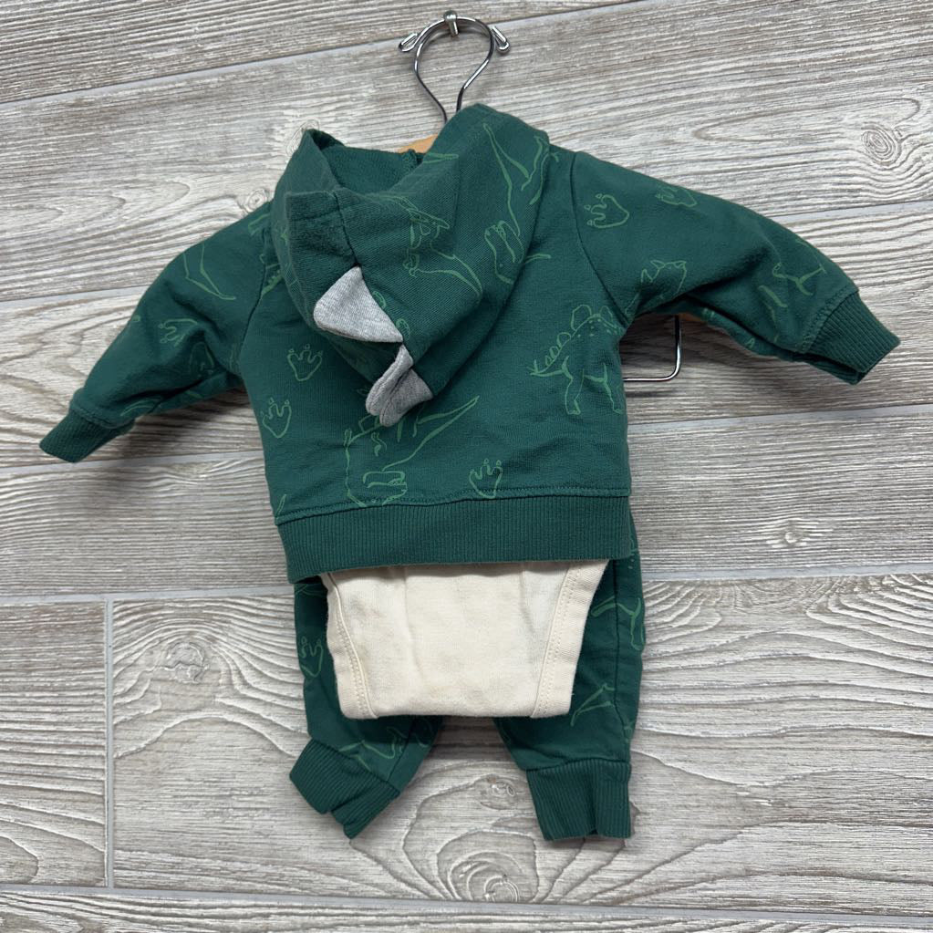 Bodysuit Little Guy Big Roar, Full Zip Jacket & French Terry Joggers Dinosaurs NB