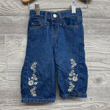 Wide Leg Jeans Embroidered Flowers 12-18M