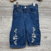 Wide Leg Jeans Embroidered Flowers 12-18M