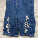Wide Leg Jeans Embroidered Flowers 12-18M