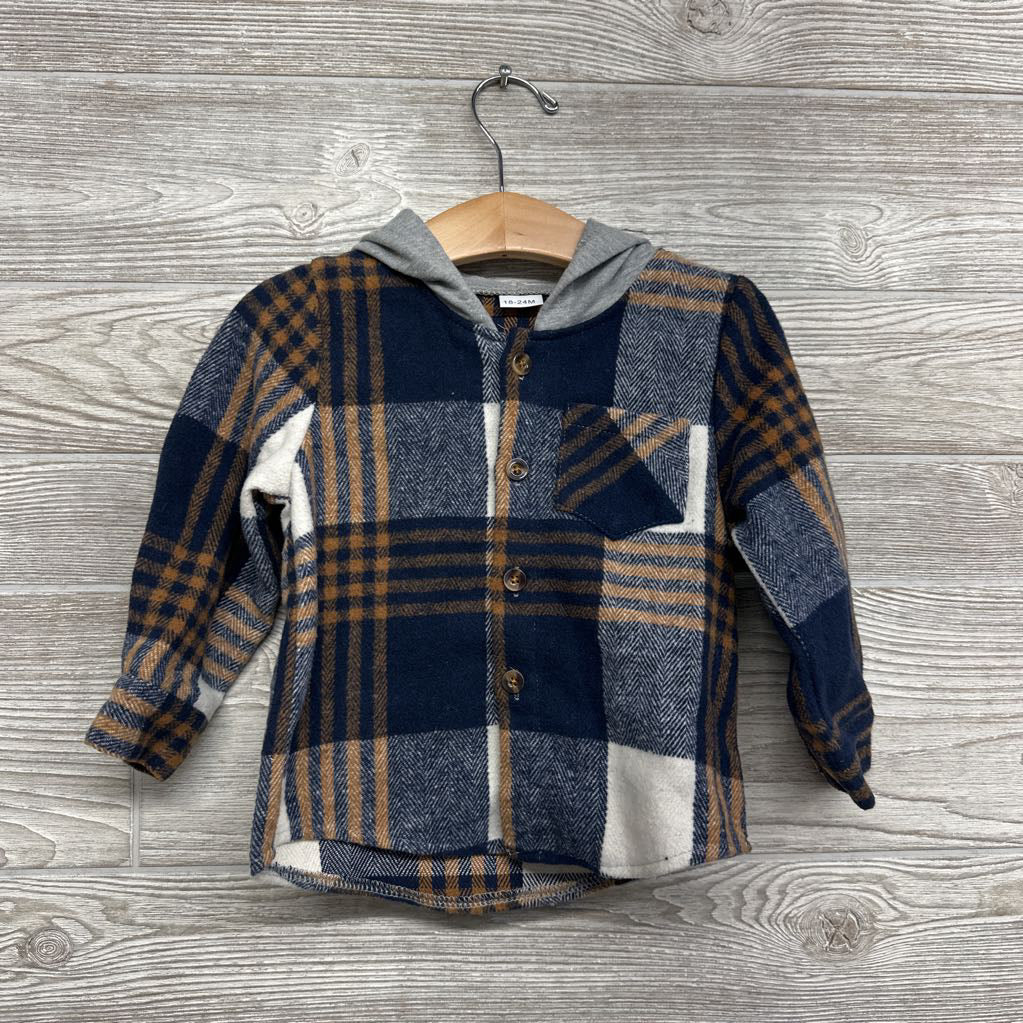 Plaid Button Up Shirt W/ Hood 18-24M