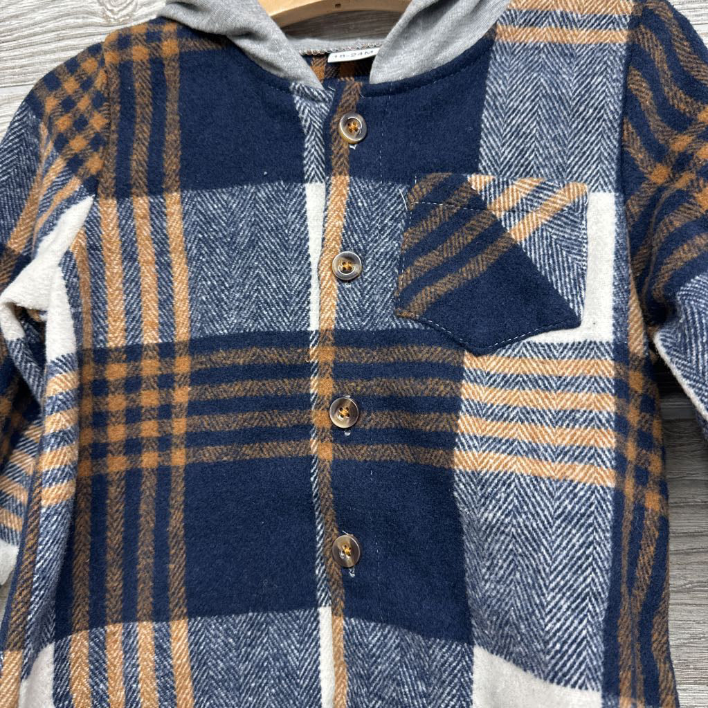 Plaid Button Up Shirt W/ Hood 18-24M