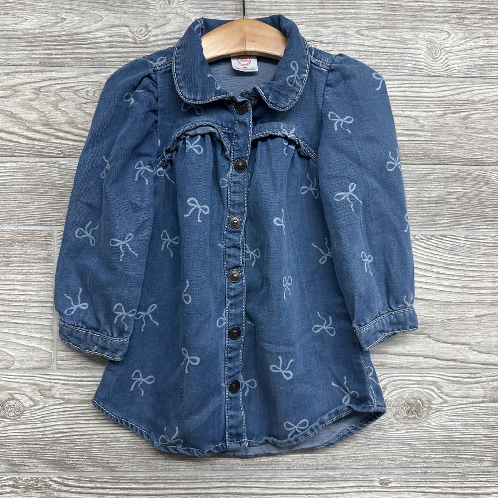 Knit Denim Dress Bows 18M