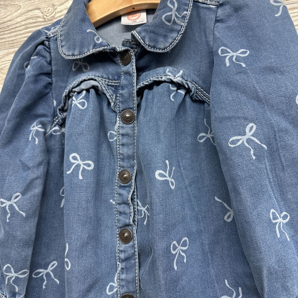 Knit Denim Dress Bows 18M