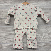 Ribbed Lettuce Trim Shirt & Pants Cherries 0-3M