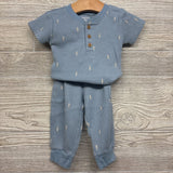 Waffle Knit Shirt & Pants Lightning Bolt 9M