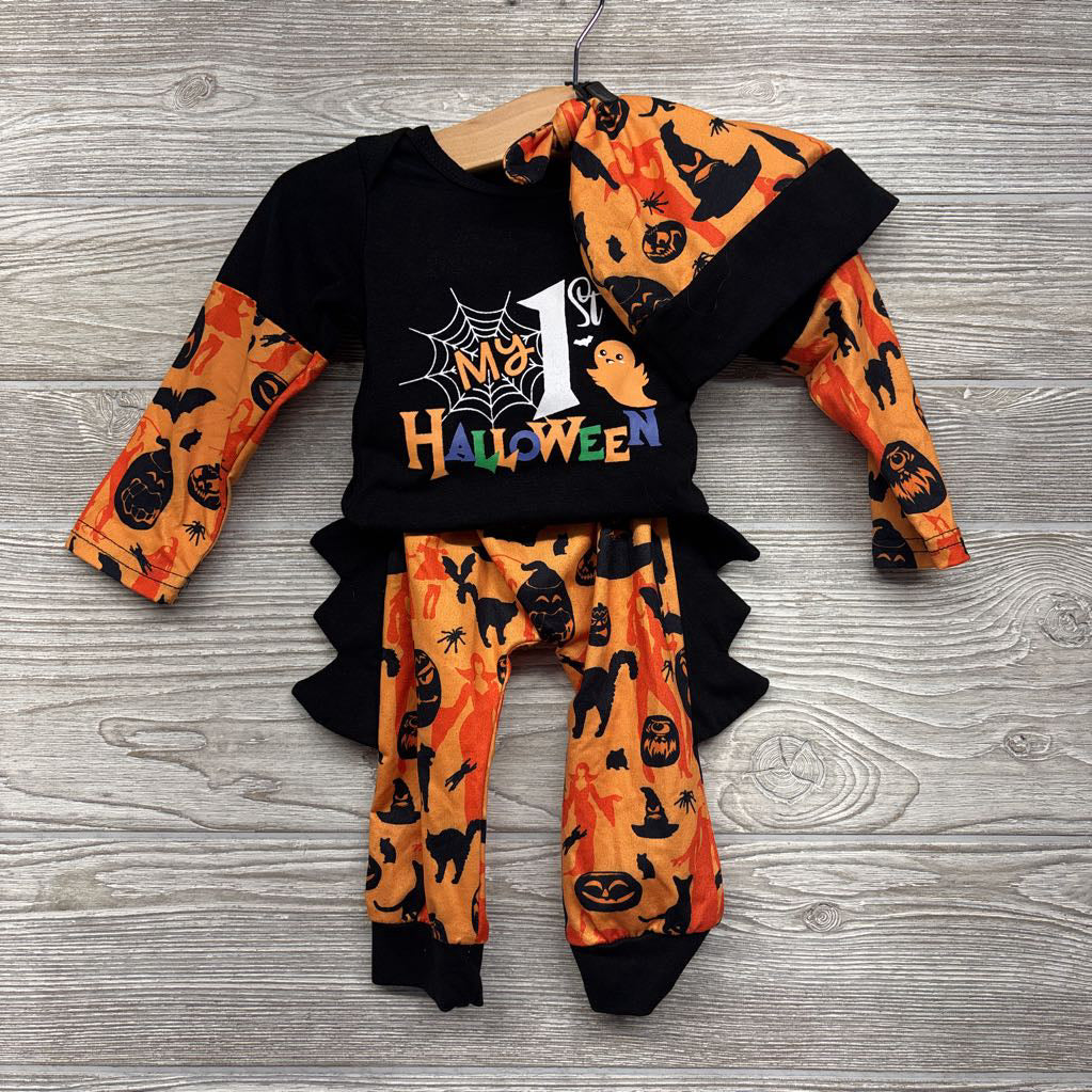 My 1st Halloween Bodysuit, Pants & Hat 0-3M