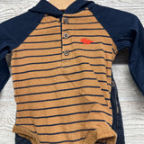 Henley Bodysuit W/ Hood Striped & Pants 9M