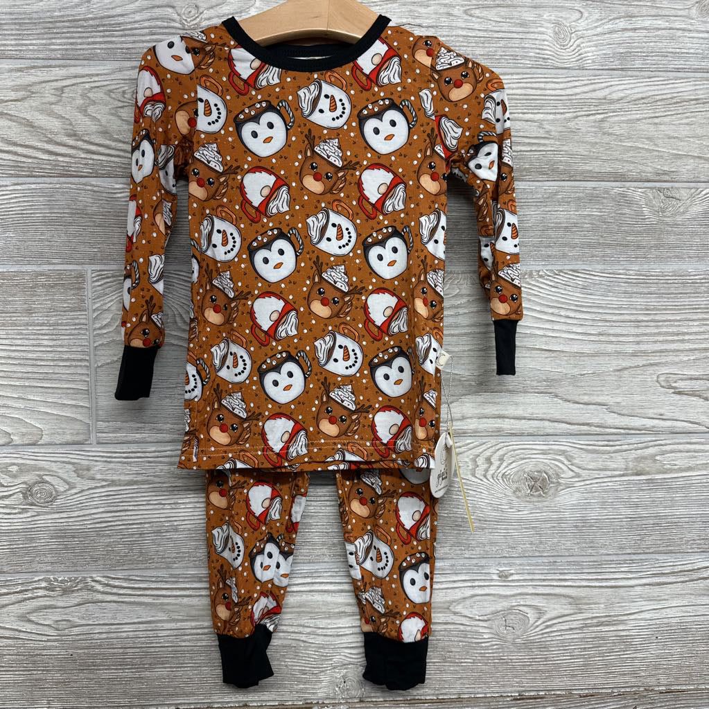 NEW 2 Pc Pj Hot Cocoa Cups, Deer & Penguins 2t