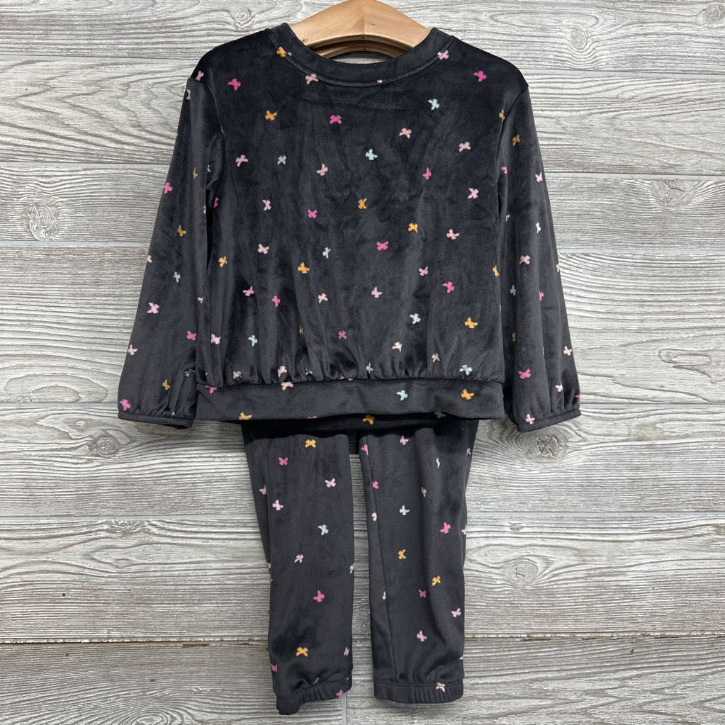 2 Pc Ls Velour Shirt & Pants Butterflies 4t