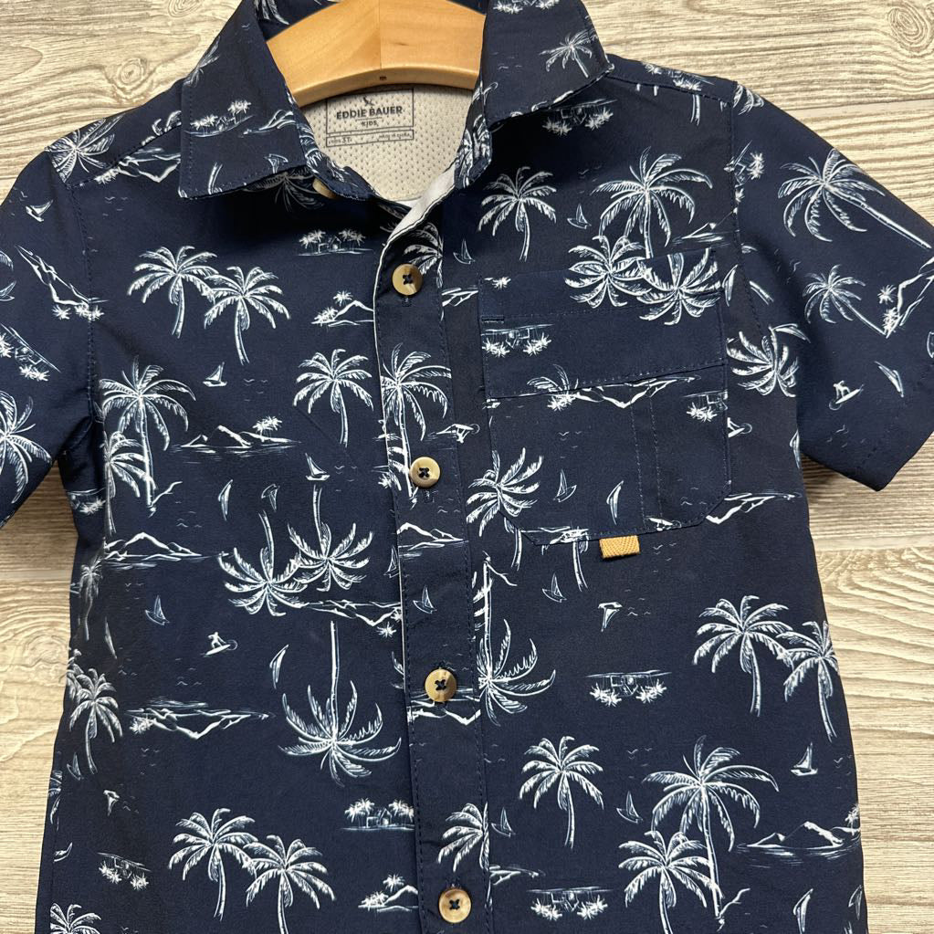 Button Up SS Shirt Palm Trees & Shorts 3t