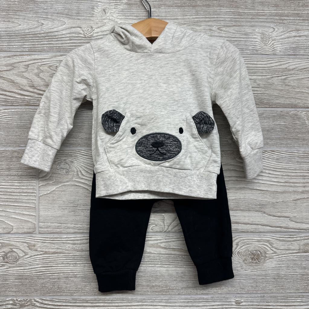 Hooded Shirt Bear Pocket & Jogger Pants 3-6M